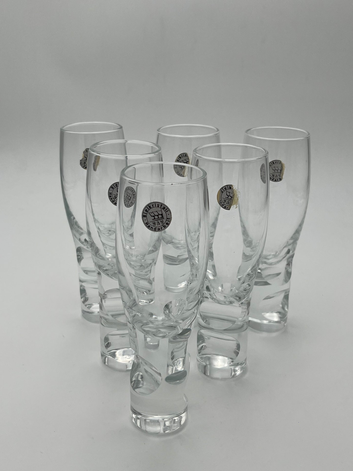 Verres modernistes vintage, cristal, VAV, Allemagne, 70s