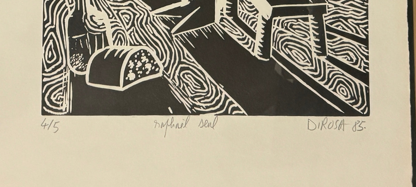 Linogravure HERVÉ DI ROSA « Raphaël seul »