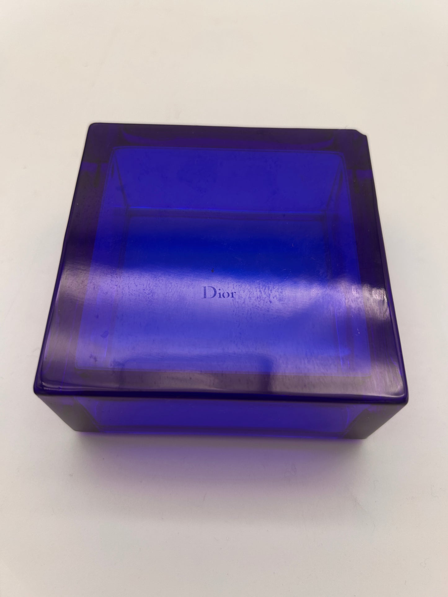 Boite en cristal, cannage bleue, Christian Dior, 80s