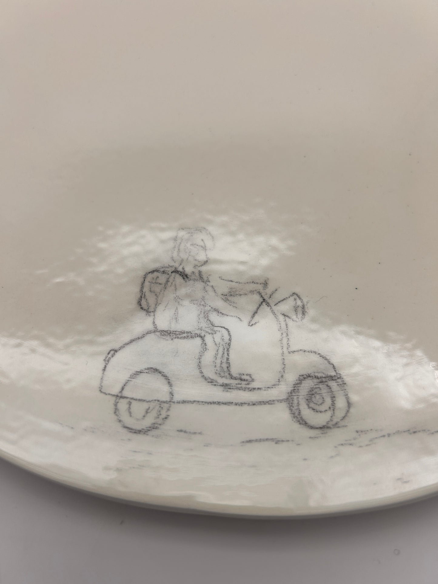 Assiette en céramique "scooter", diner "Nanni Moretti", Festival de Cannes, Sinicropi, 2012