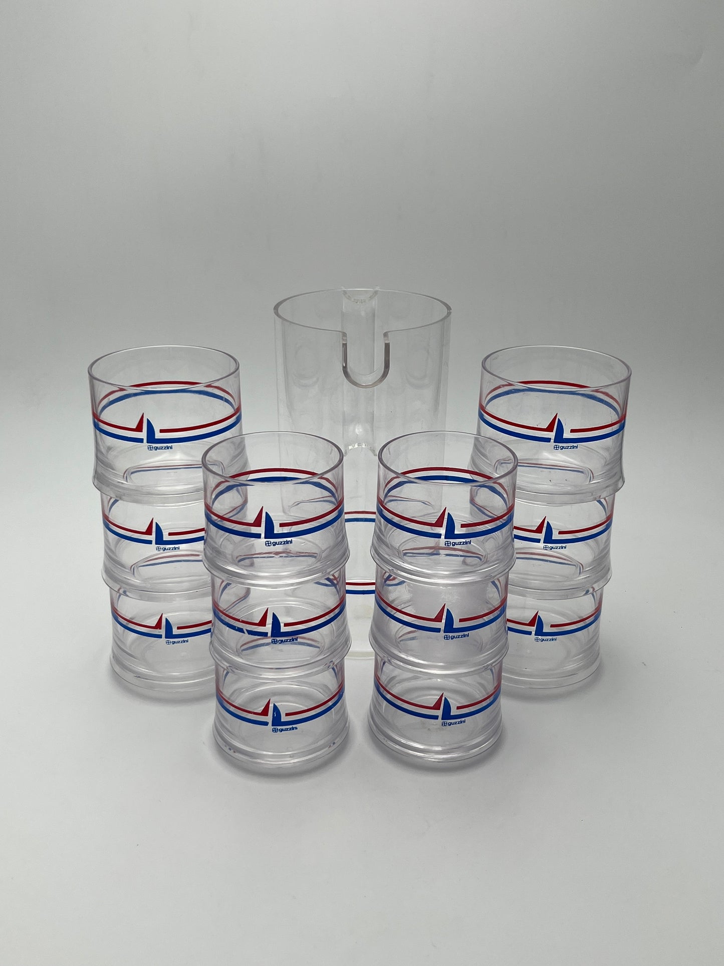 Ensemble de verres et carafe de Jardin/Piscine Pagoda, Guzzini, Italie,70s