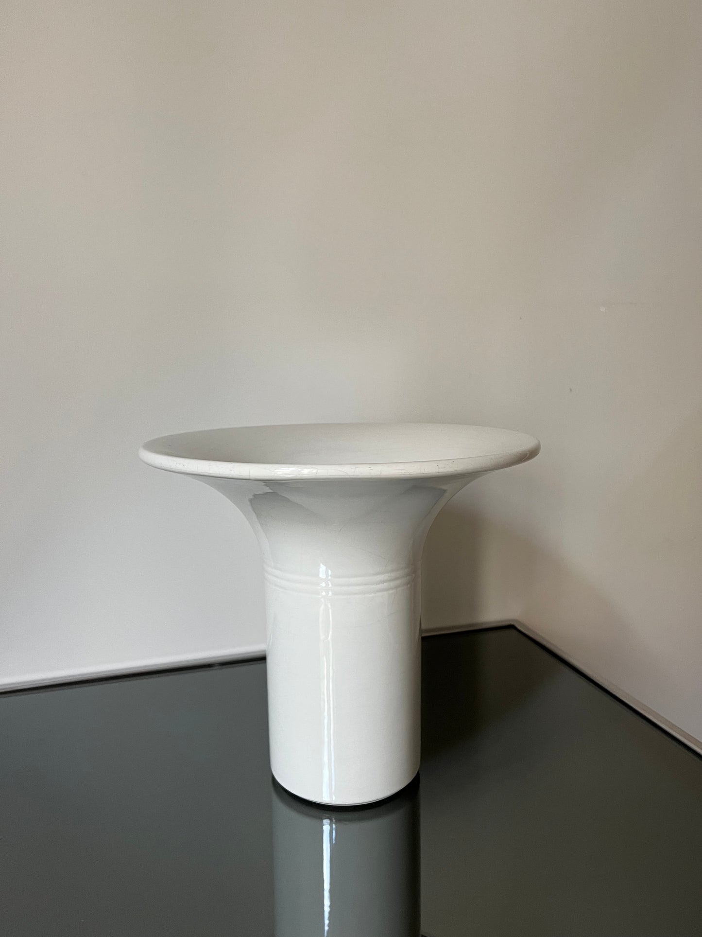 Vase en céramique italienne blanc, Sicart, 70s