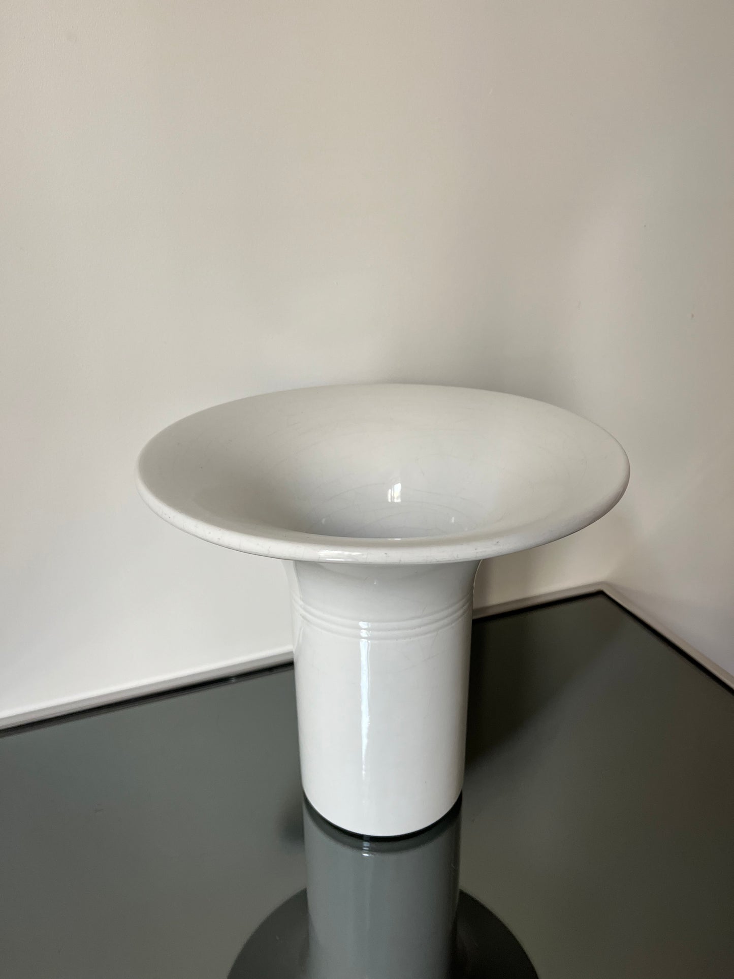 Vase en céramique italienne blanc, Sicart, 70s