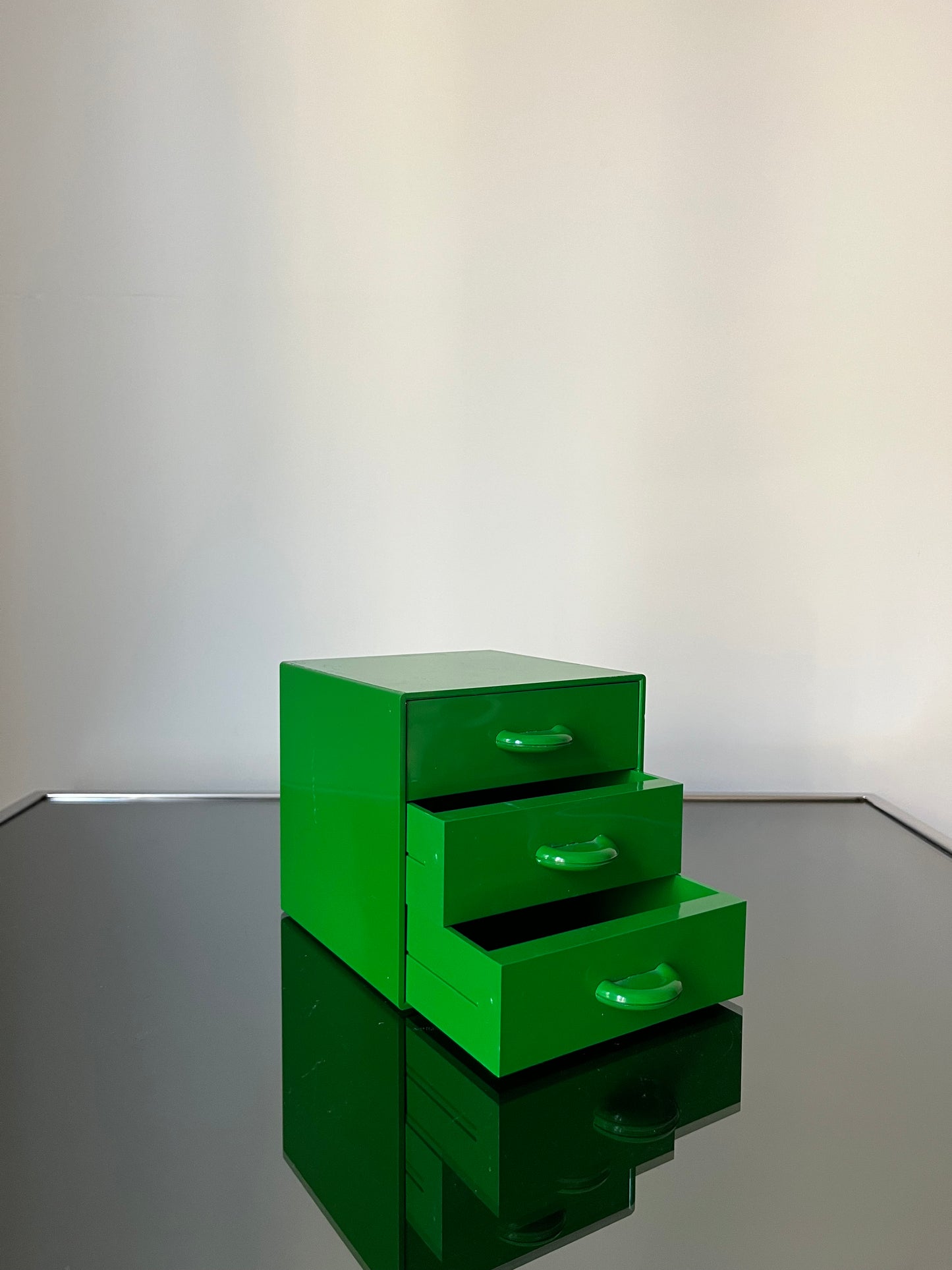Boite de rangement verte à tiroirs Gedy, Italy, 70s