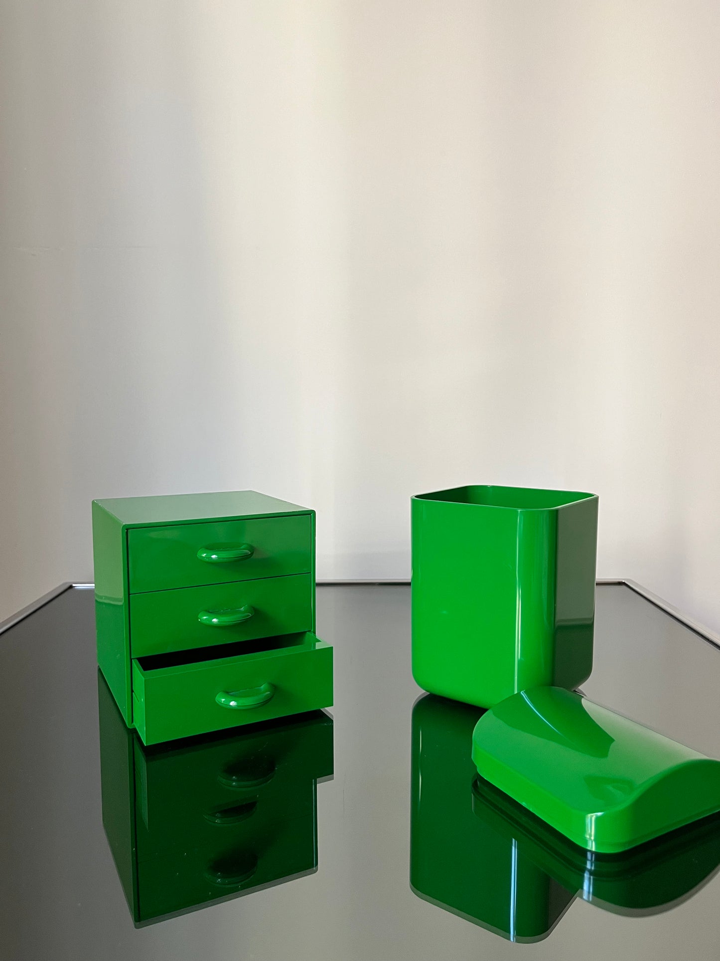 Boite de rangement verte à tiroirs Gedy, Italy, 70s