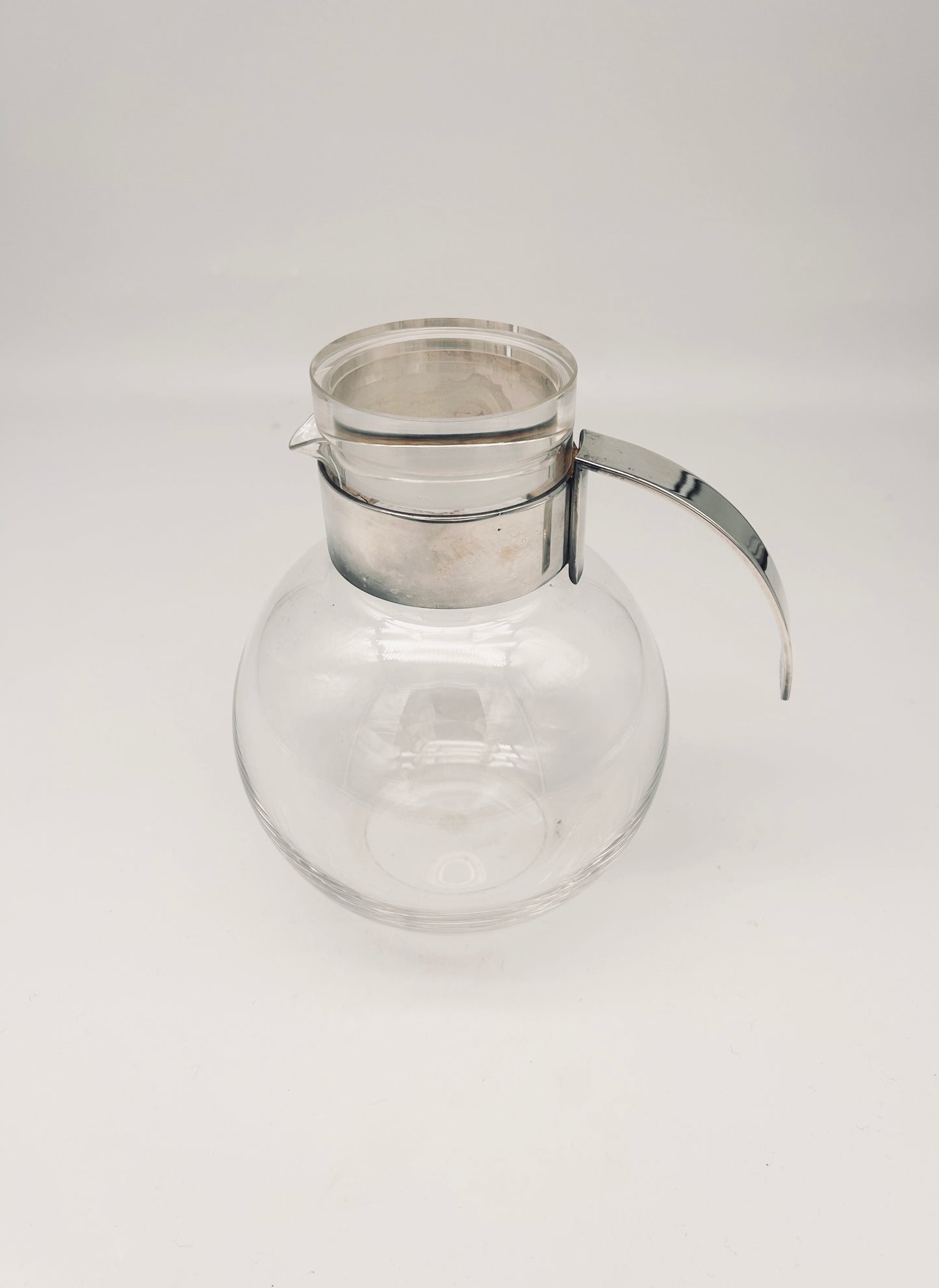 Carafe en verre et métal argenté, Ezilé, Lino Sabattini, 70s
