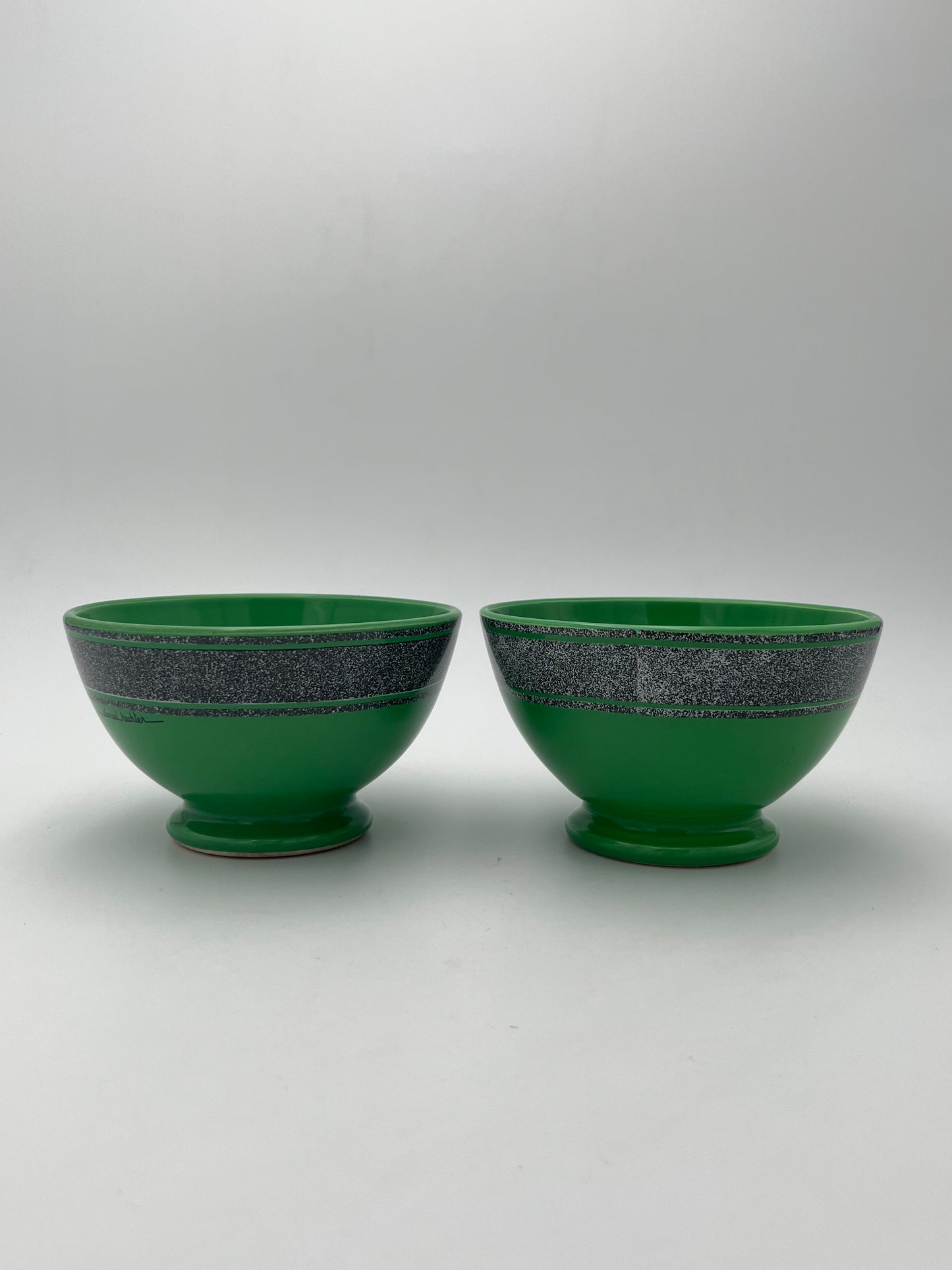 Bols vert céramique Daniel Hechter, Salins, France, 1980s