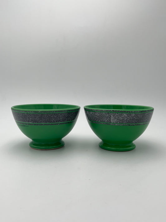 Bols vert céramique Daniel Hechter, Salins, France, 1980s