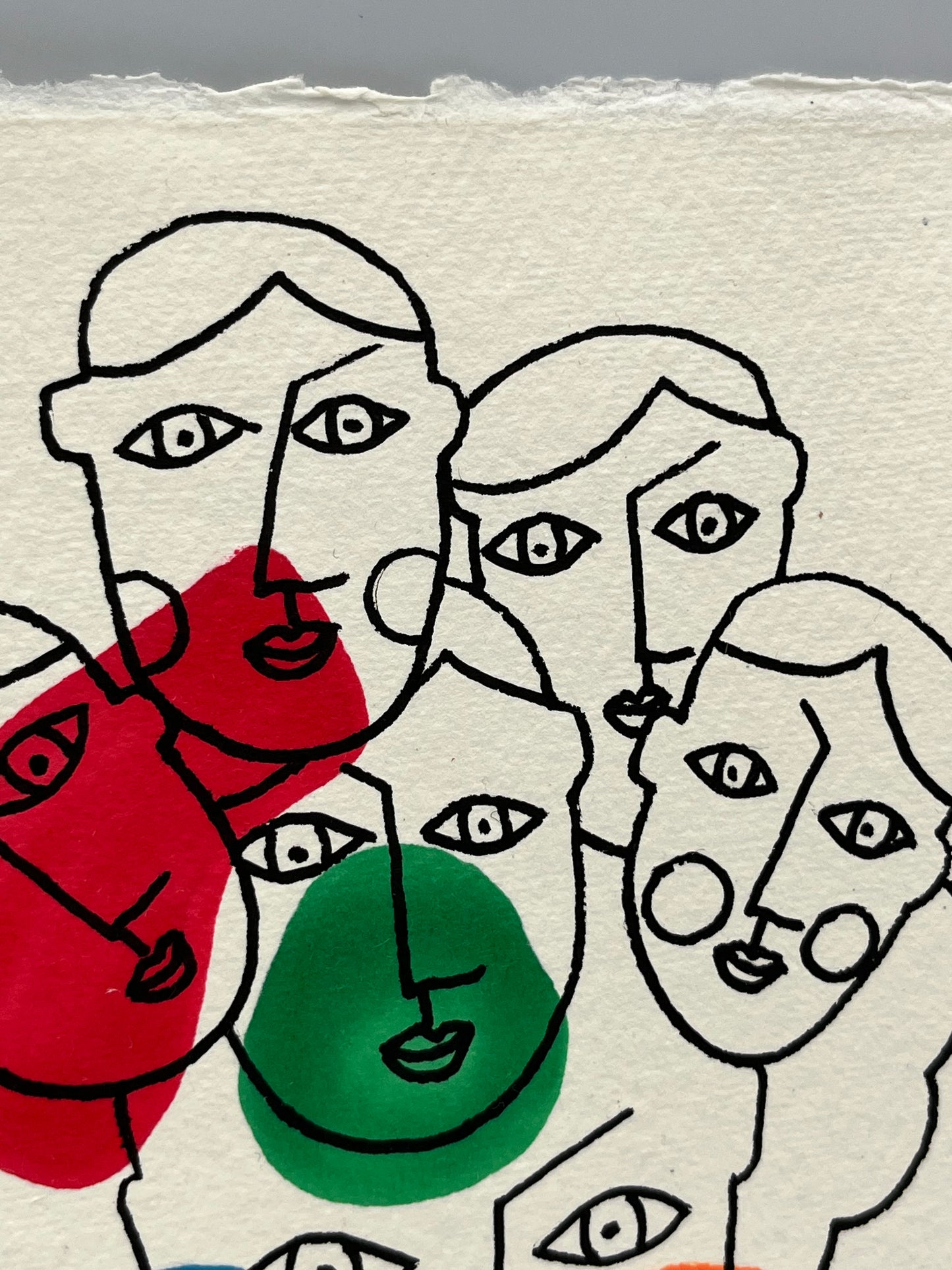 Dessin "VISAGES", original au feutre par Jean-Charles de Castelbajac, France