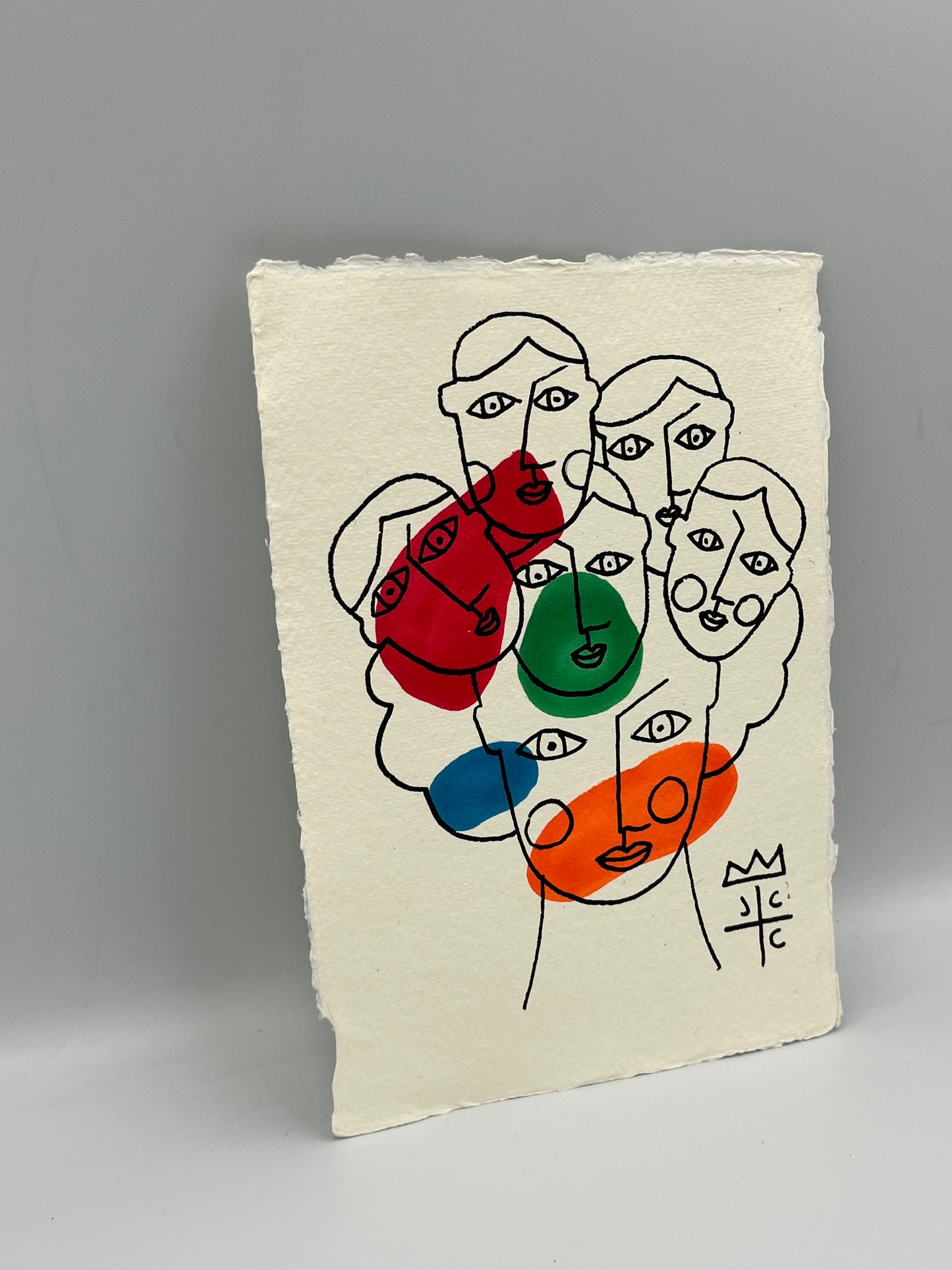 Dessin "VISAGES", original au feutre par Jean-Charles de Castelbajac, France