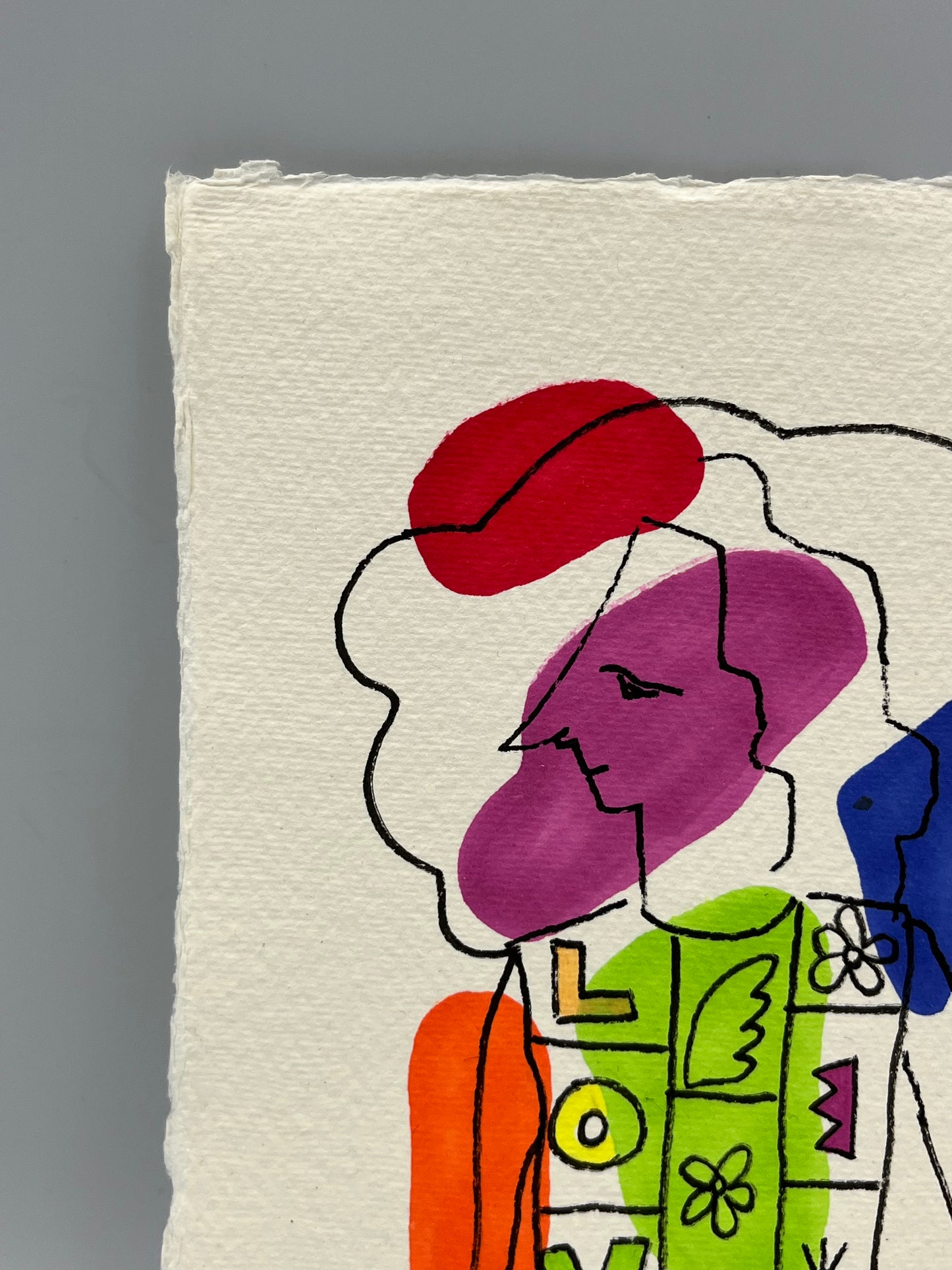 Dessin "LOVE", original au feutre par Jean-Charles de Castelbajac, France