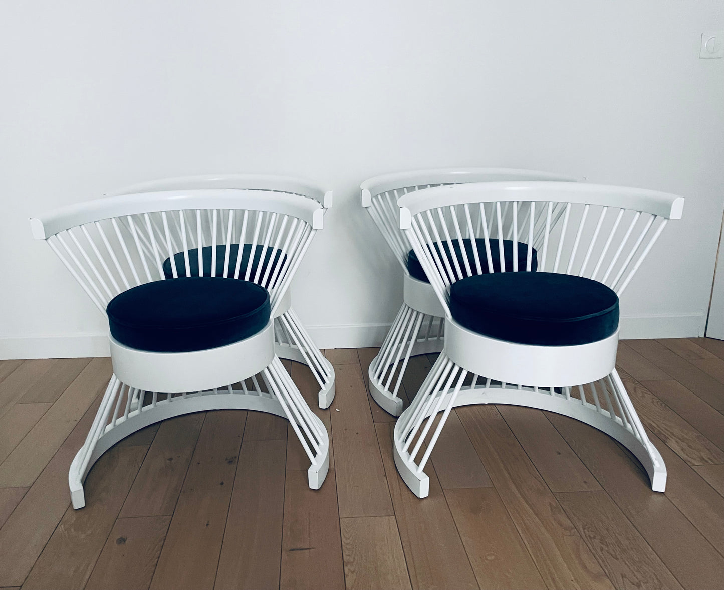 Fauteuils Cocktails laqués blancs, HR Wanke, E W.Benze, 60s