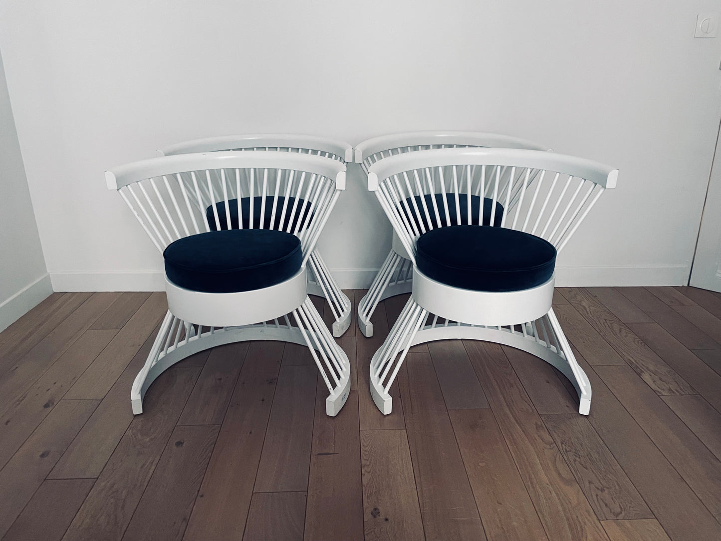 Fauteuils Cocktails laqués blancs, HR Wanke, E W.Benze, 60s