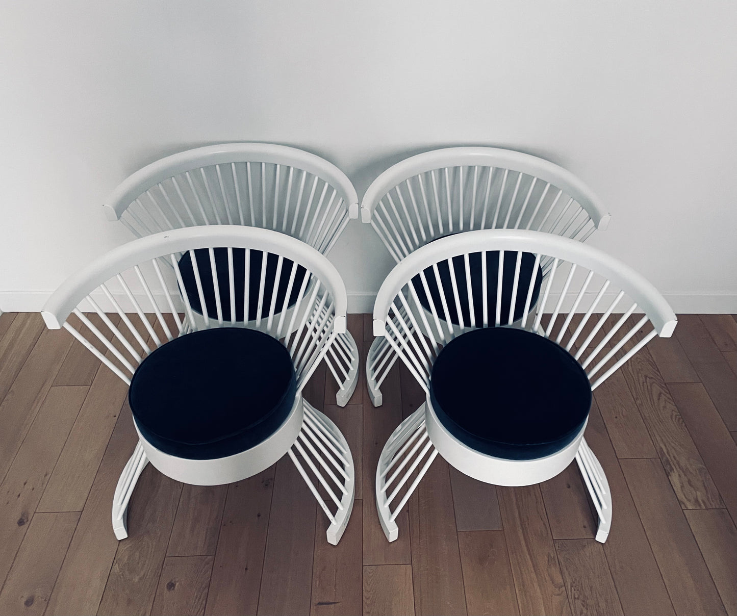 Fauteuils Cocktails laqués blancs, HR Wanke, E W.Benze, 60s