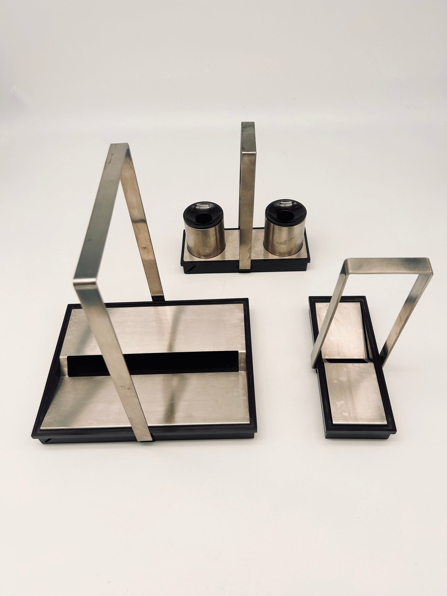 Set de bureau, Encrier double, Roberto Sambonet, ligne Scacchiera, 70s