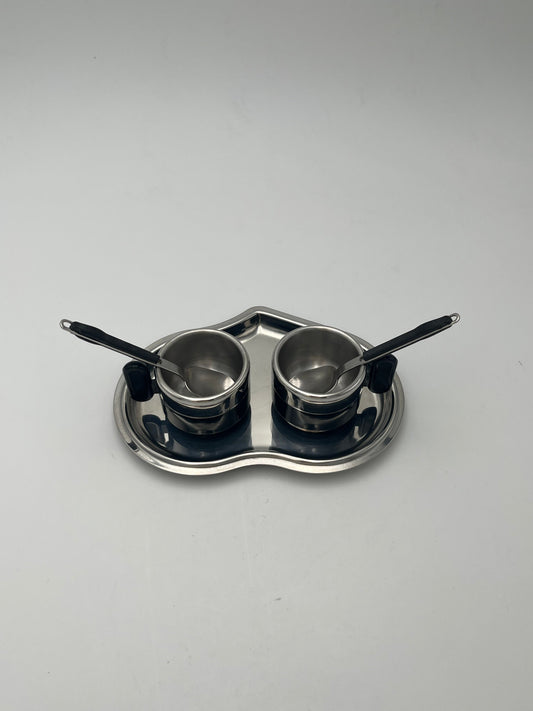 Tête à tête, duo de tasses expresso, Morinox, Italie, 1970s