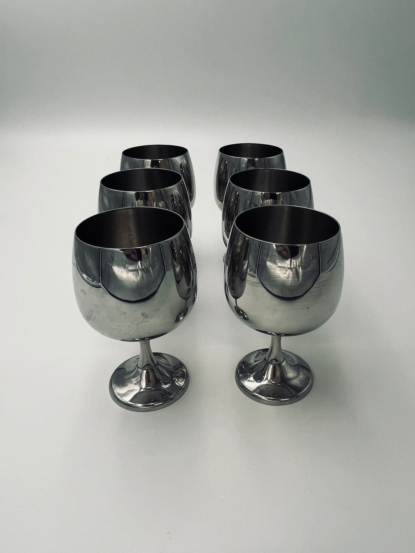 Verres à pied en acier, AMC Art design, Italie, 70s