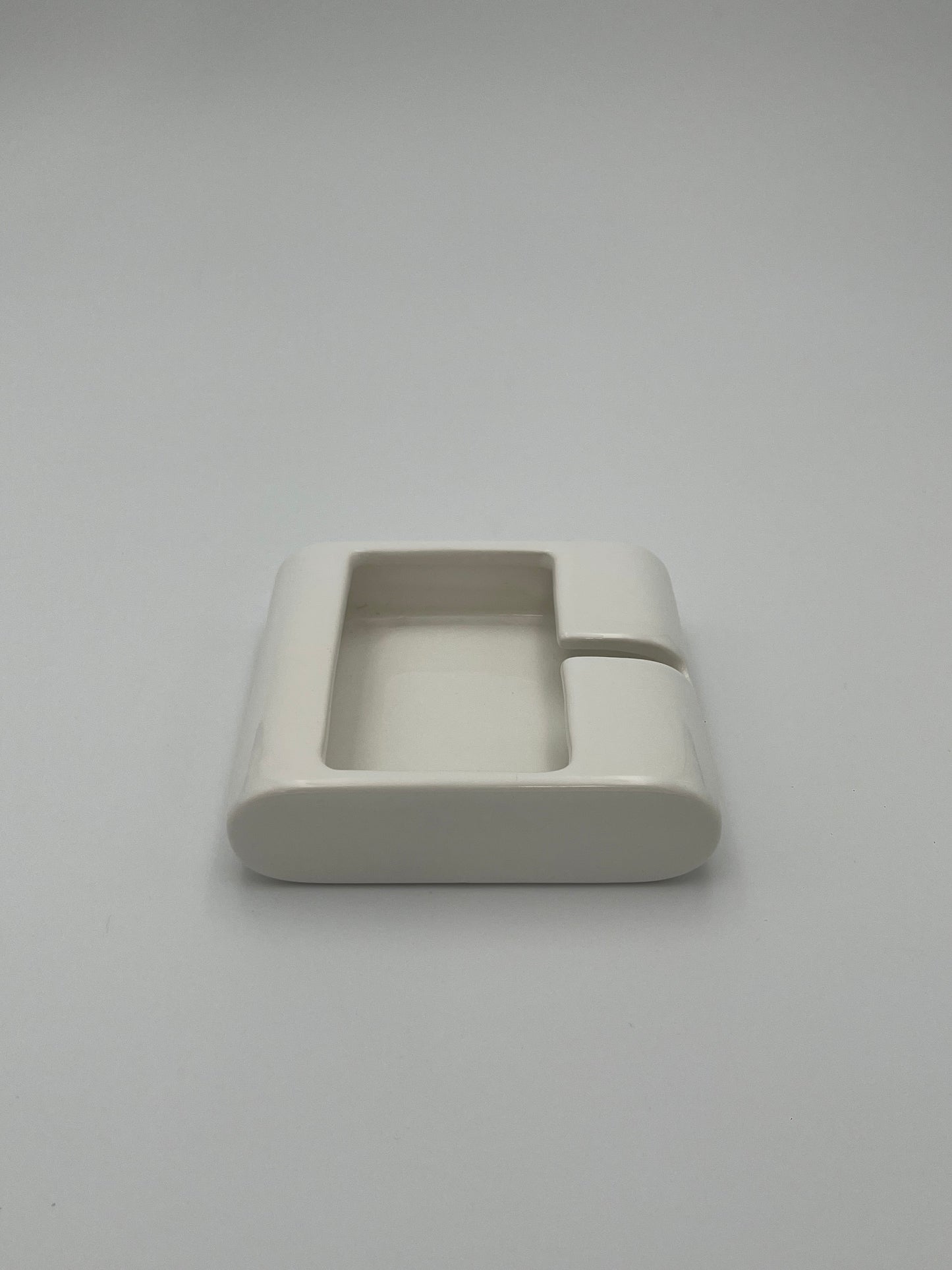 Cendrier Carré Blanc Céramique, Sicart Cartigliano, Italy, 70s