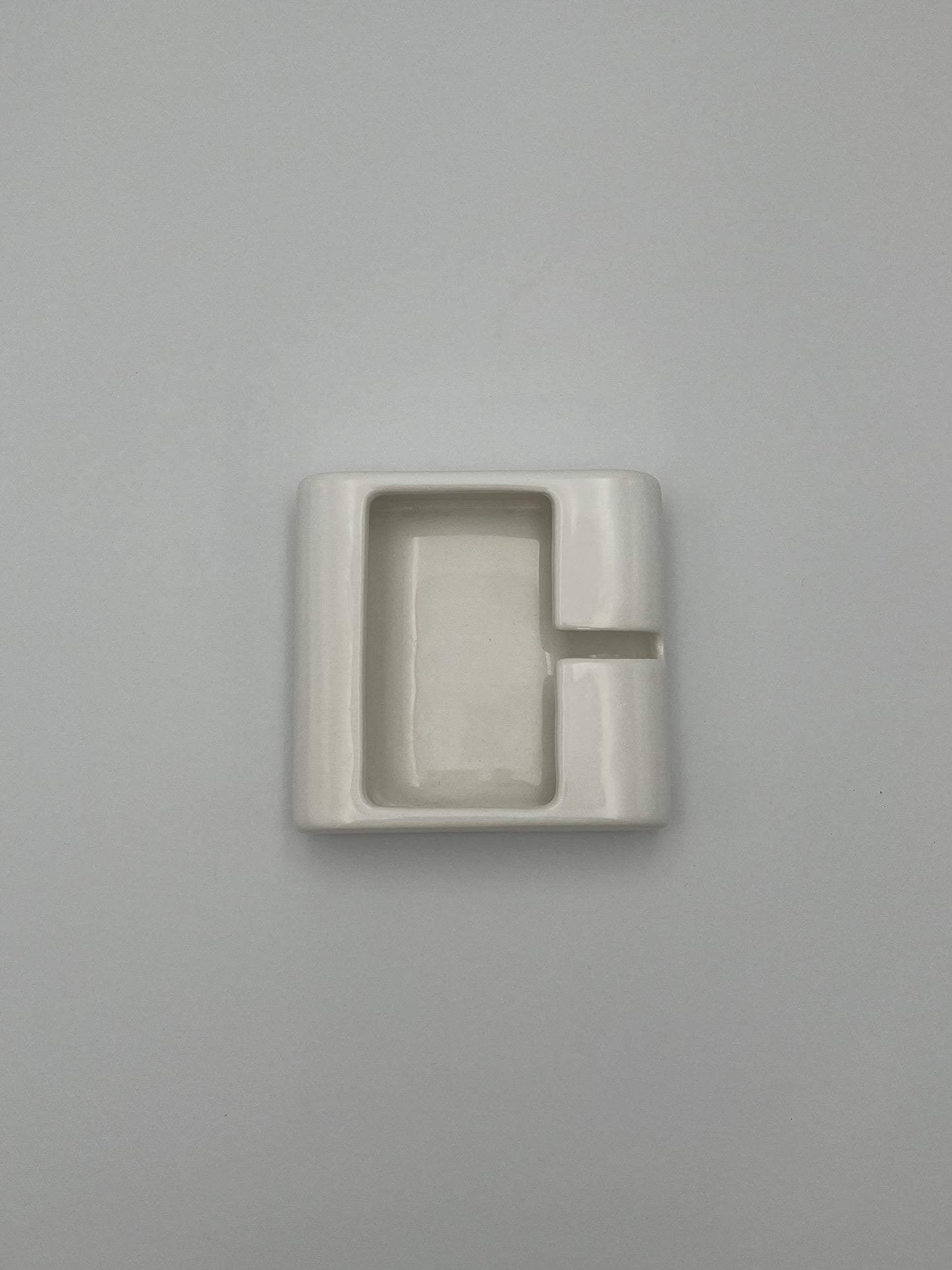 Cendrier Carré Blanc Céramique, Sicart Cartigliano, Italy, 70s