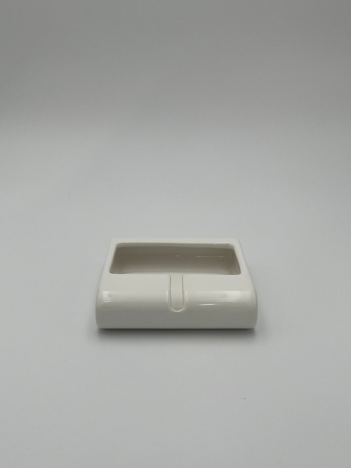 Cendrier Carré Blanc Céramique, Sicart Cartigliano, Italy, 70s