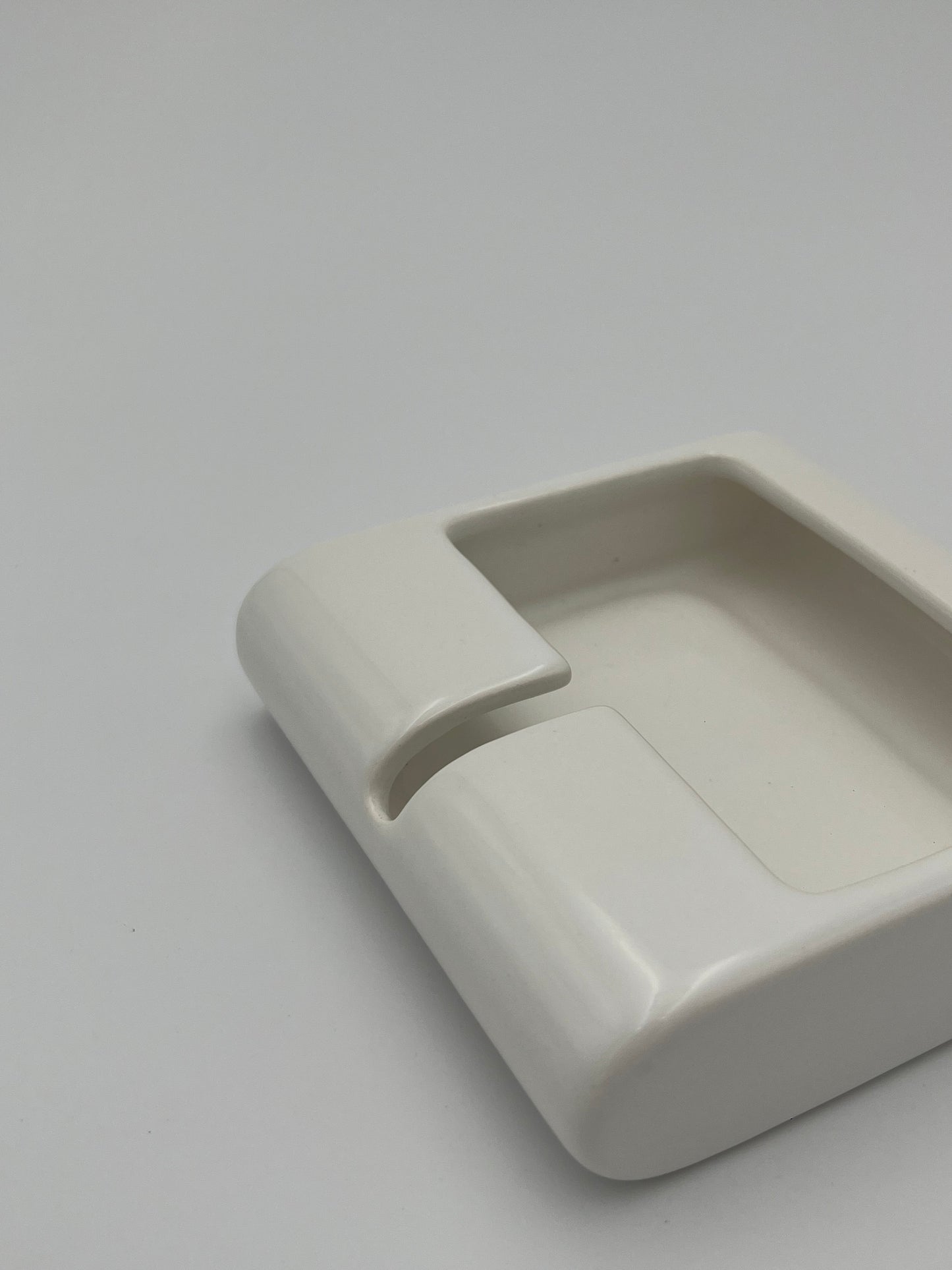 Cendrier Carré Blanc Céramique, Sicart Cartigliano, Italy, 70s