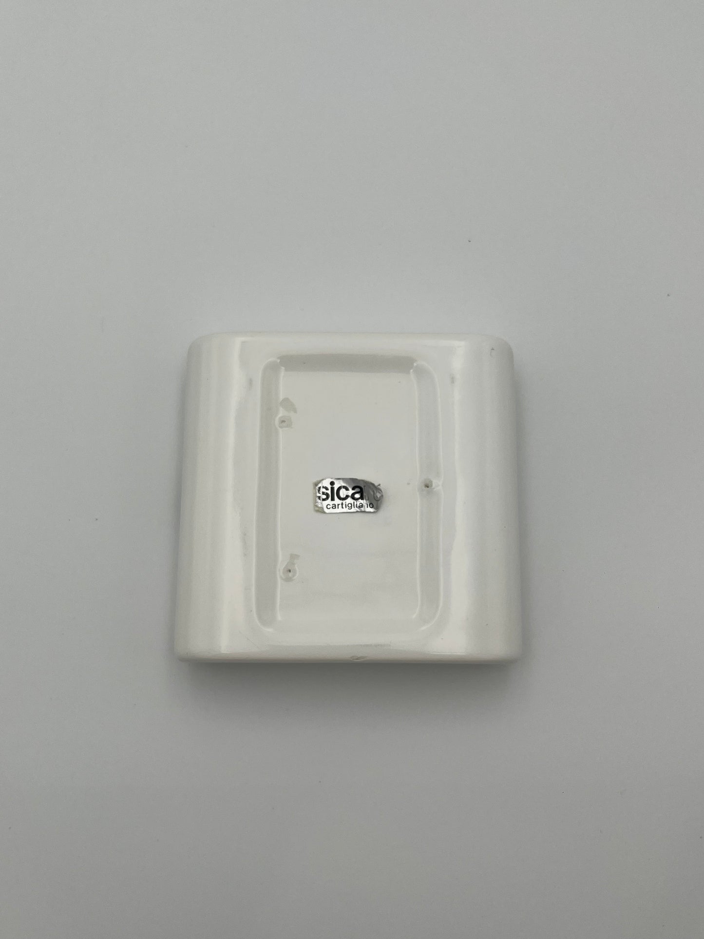 Cendrier Carré Blanc Céramique, Sicart Cartigliano, Italy, 70s
