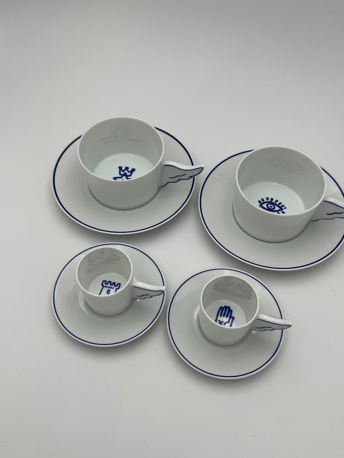 Tasses à Café et Thé, Ancienne Manufacture Royale de Limoges, J-C. Castelbajac, France, 2000s