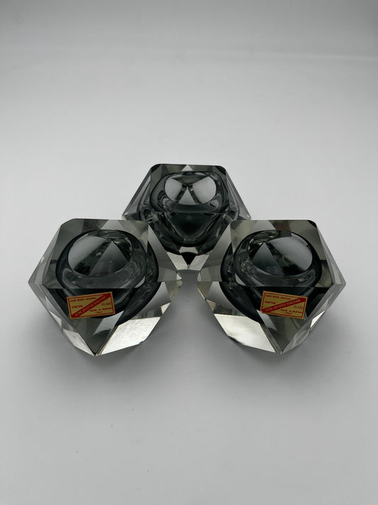 Ensemble de 3 cendriers Sommerso verre de Murano, Italy, 60s