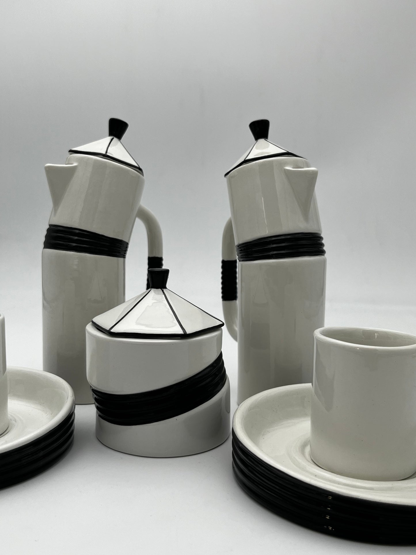 Set à Café Blanc et Noir Dalla Gassa Marco, 1980, Italie