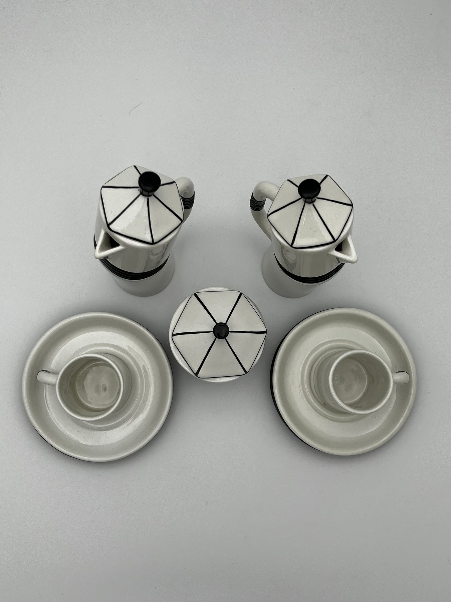 Set à Café Blanc et Noir Dalla Gassa Marco, 1980, Italie