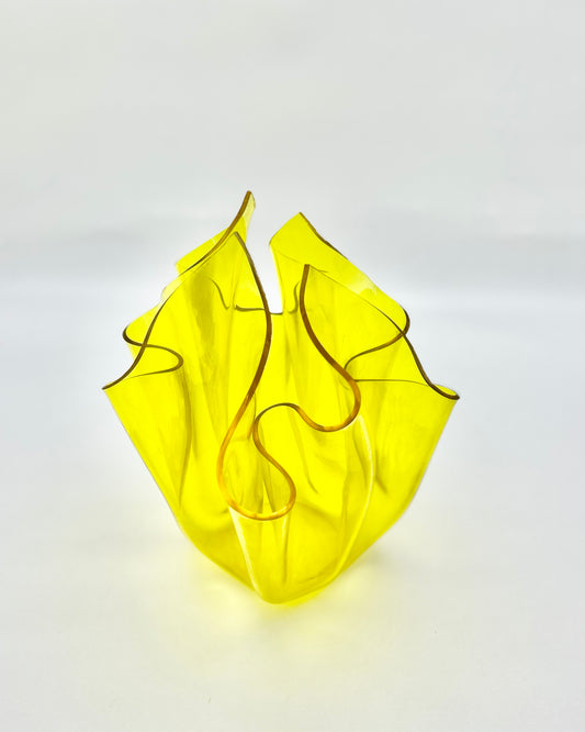 Vase mouchoir jaune, Guzzini, Luigi Massoni, 70s
