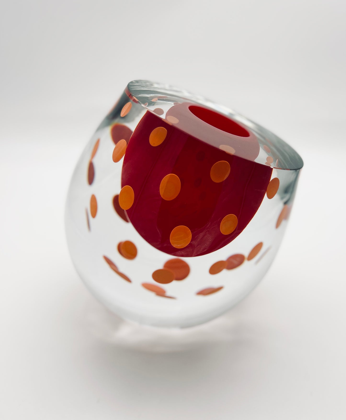 Vase rouge, Stampato, verre de murano, Salviati, 2000s