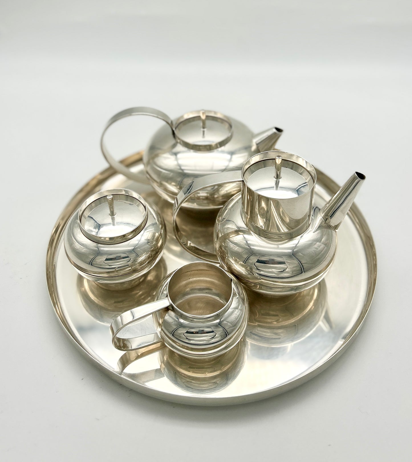 Set à thé, café et plateau, ligne Boule, Lino Sabattini, 60s