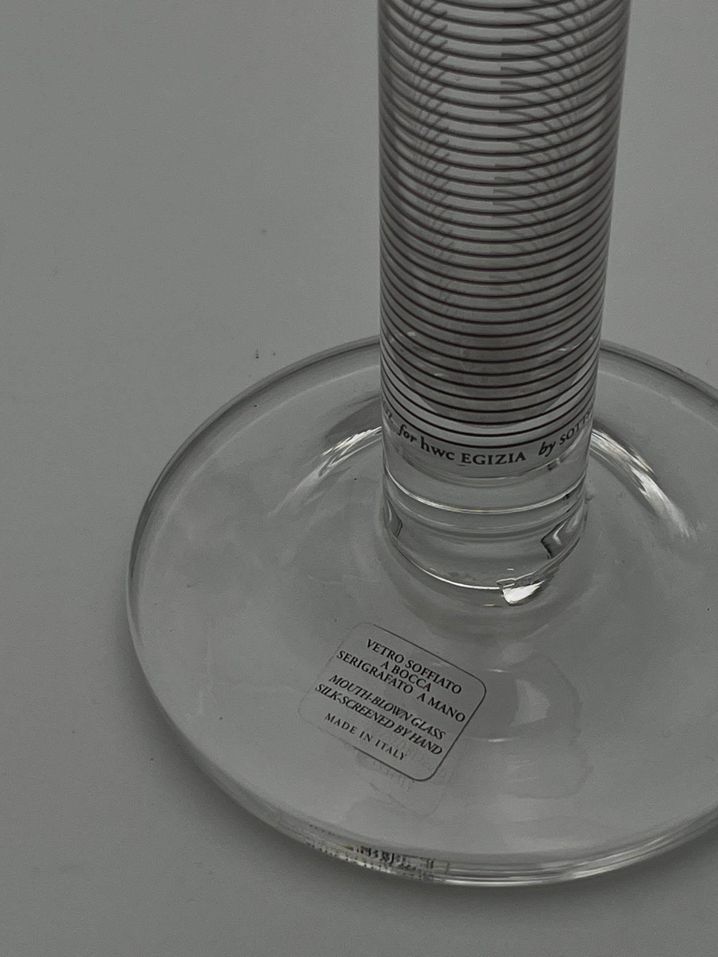 Soliflore Verre Transparent Rayures, EGIZIA, Italie 80s
