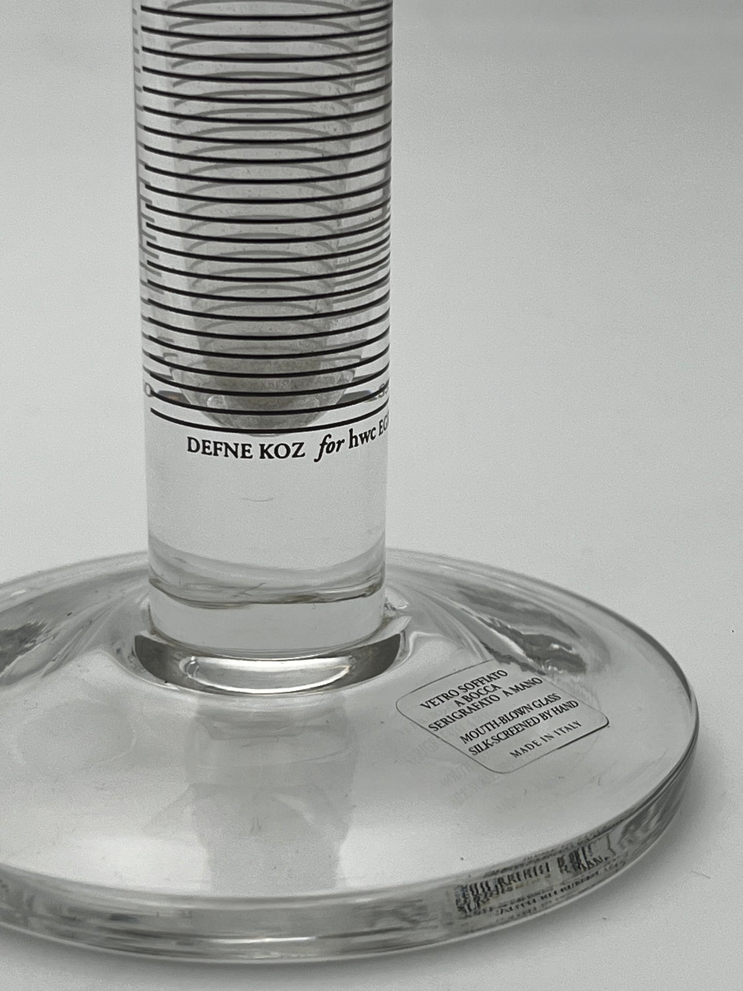 Soliflore Verre Transparent Rayures, EGIZIA, Italie 80s