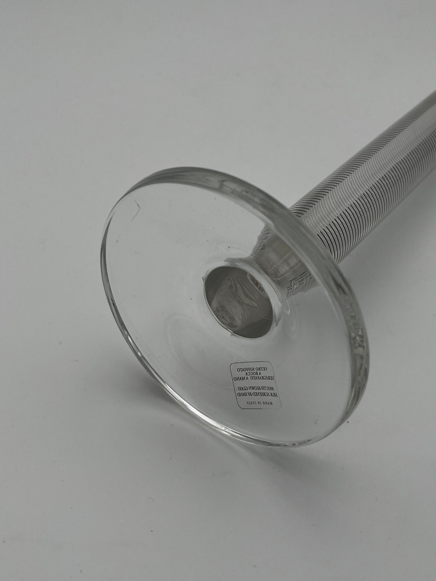 Soliflore Verre Transparent Rayures, EGIZIA, Italie 80s