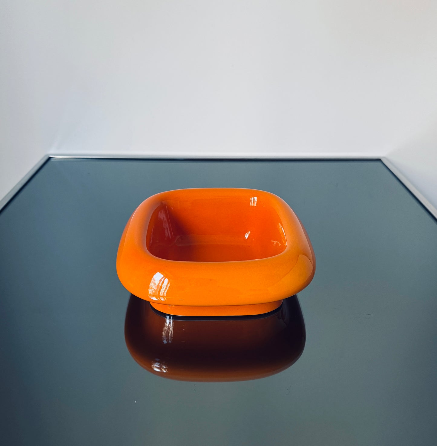 Vide-poches céramique orange, Enzo Mari, Danese Milano 70s
