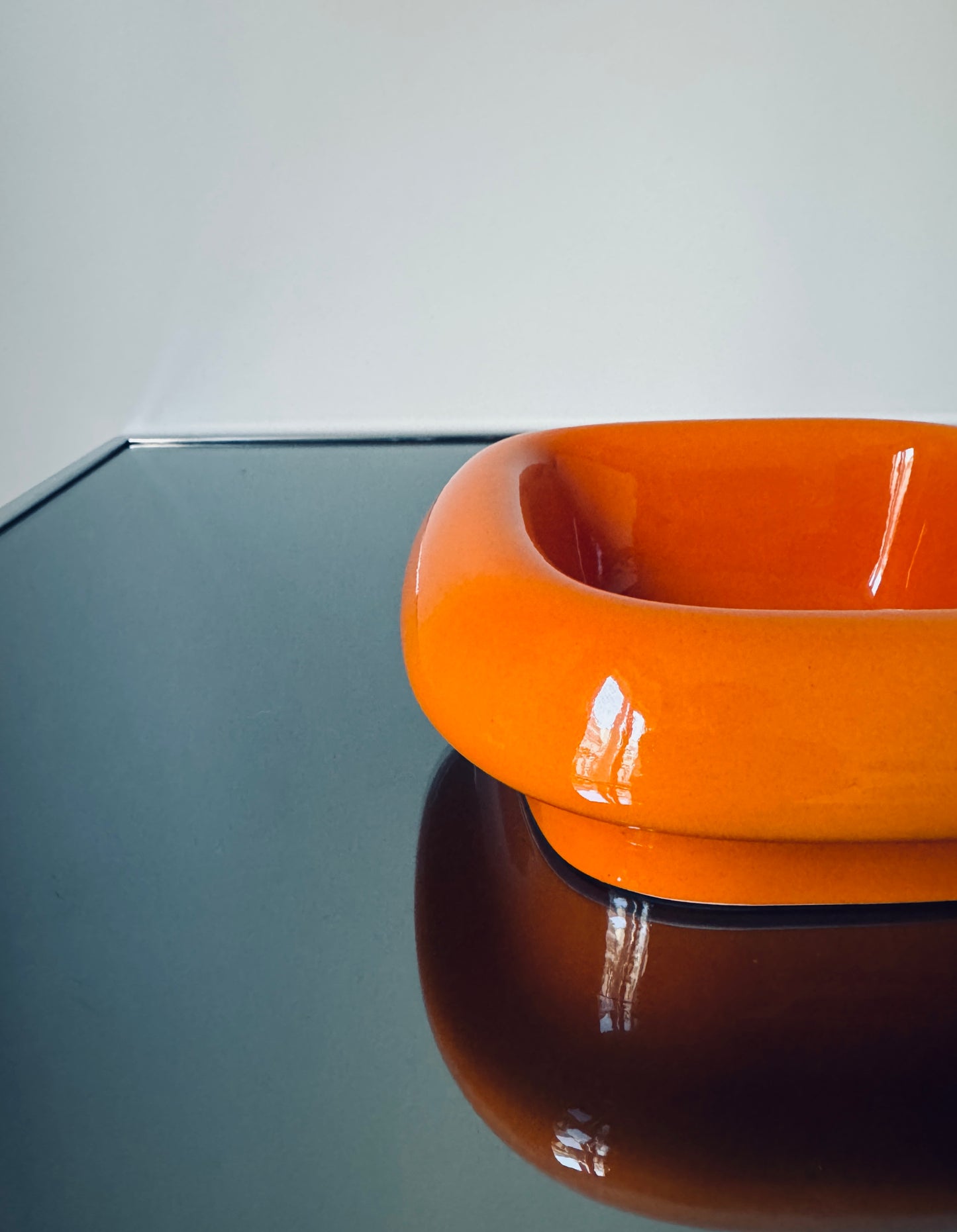 Vide-poches céramique orange, Enzo Mari, Danese Milano 70s