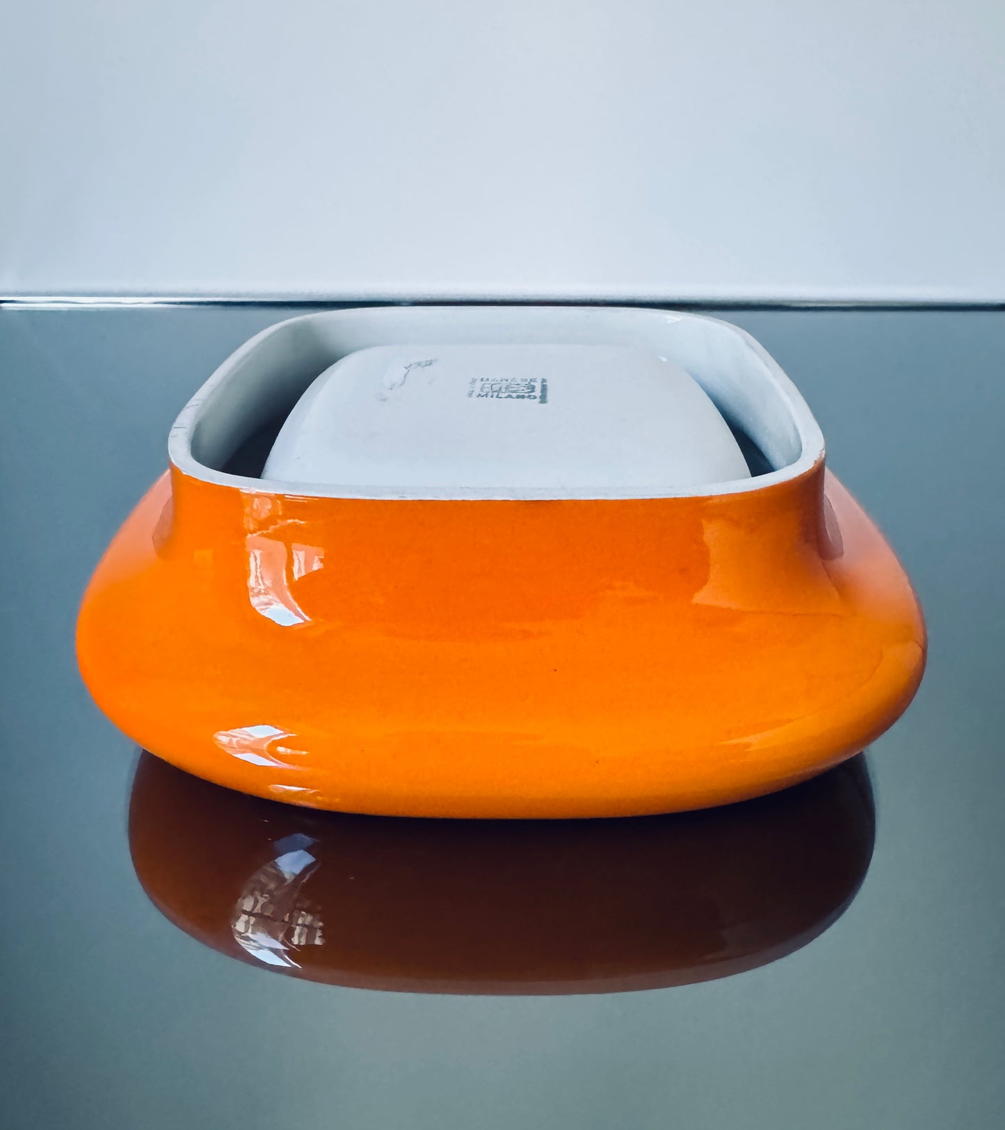 Vide-poches céramique orange, Enzo Mari, Danese Milano 70s