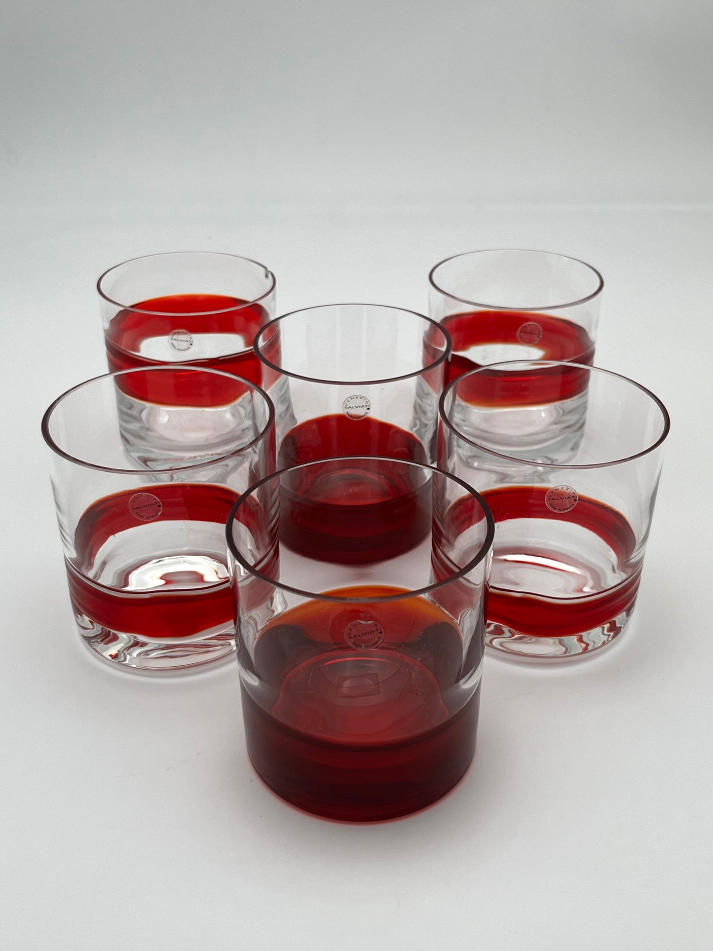 Verres à Whisky, verre de murano, 'Ambrosia' Salviati, Italie, 70s