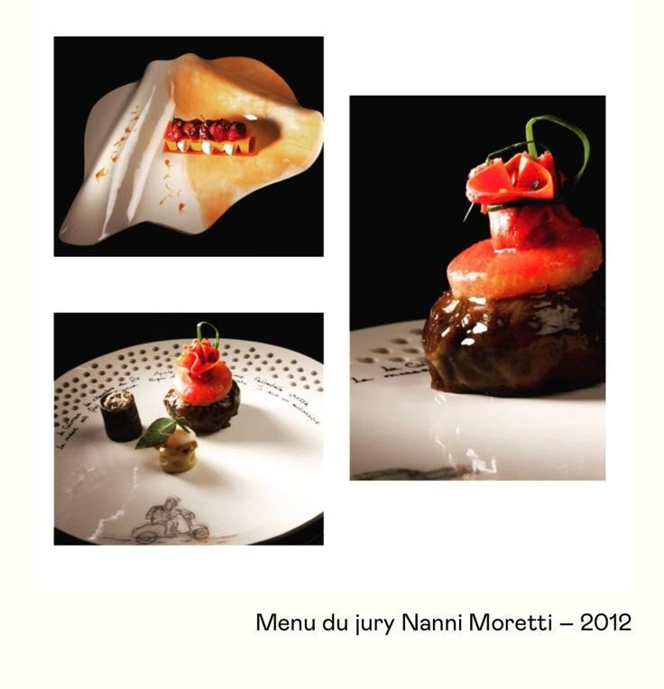 Assiette en céramique "scooter", diner "Nanni Moretti", Festival de Cannes, Sinicropi, 2012