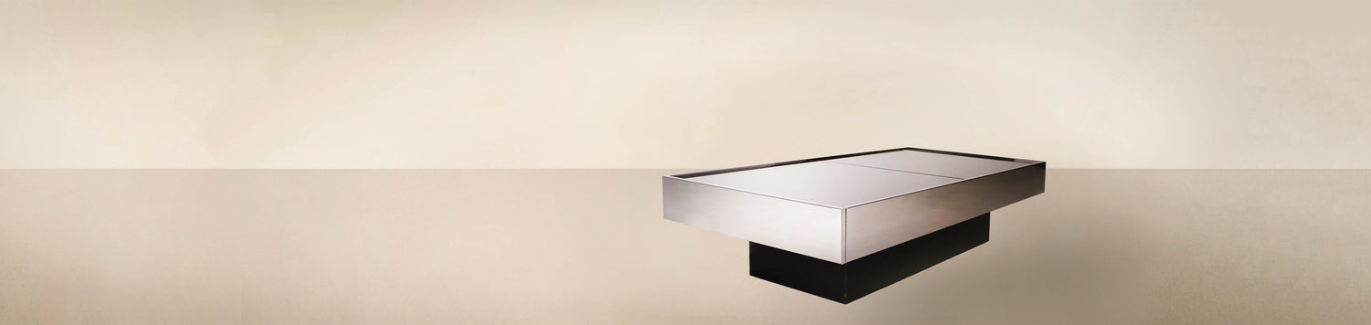 Table bar coulissante vintage Willy Rizzo pour CIDUE, design des années 70, disponible sur commande, idéale pour les intérieurs sophistiqués, un incontournable pour les amateurs de design vintage et de mobilier raffiné