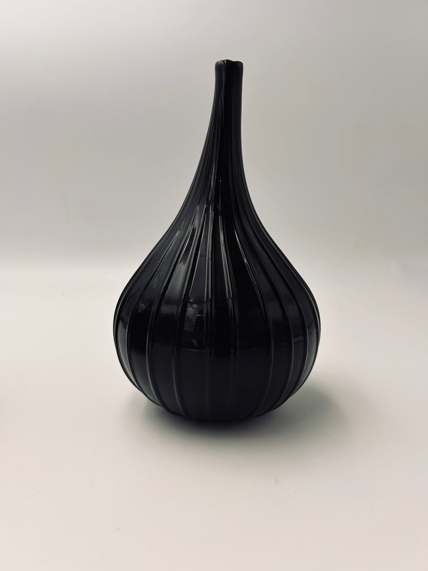 Vase Drop noir brillant, Verre de Murano, Salviati, R. Stellon, Italy 2004