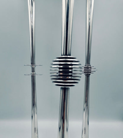 Set of 3 silver-plated metal candelabras, Lino Sabattini, Italy, 1970s