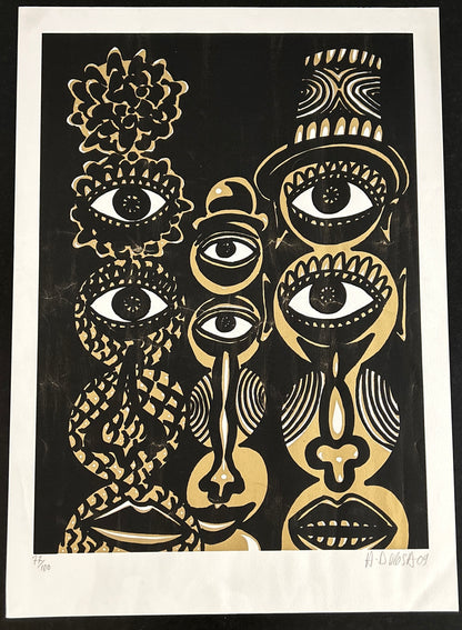 Sérigraphie, Les 3 Guerriers du Noun, Hervé di Rosa, 2000s
