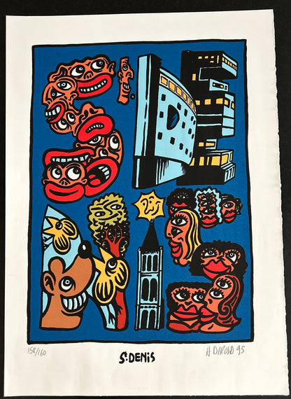 Lithographie "Saint Denis", Hervé di Rosa, 90s