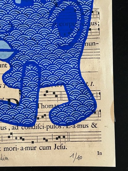 Sérigraphie, Yvon Taillandier, Capitipède bleu, 2015