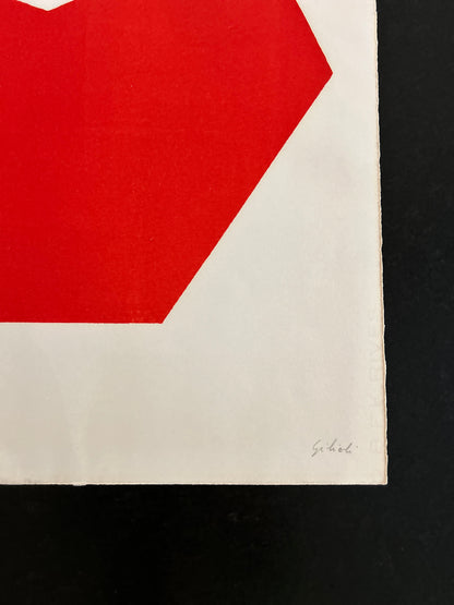 Lithographie Gilioli, rond jaune, Composition, 70s