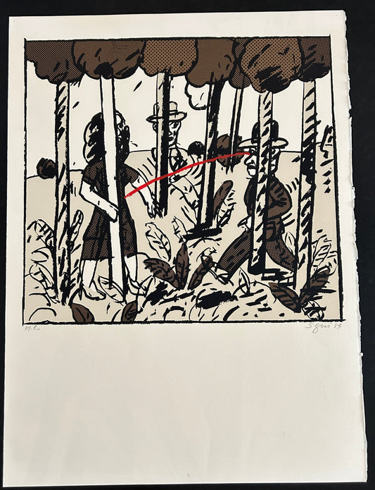 Lithographie, "La Ligne Rouge",Antonio Segui, 80s