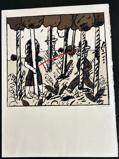 Lithographie, "La Ligne Rouge",Antonio Segui, 80s